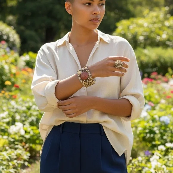Elegant Beaded Bracelet and Ring Set - Picture 1 of 2